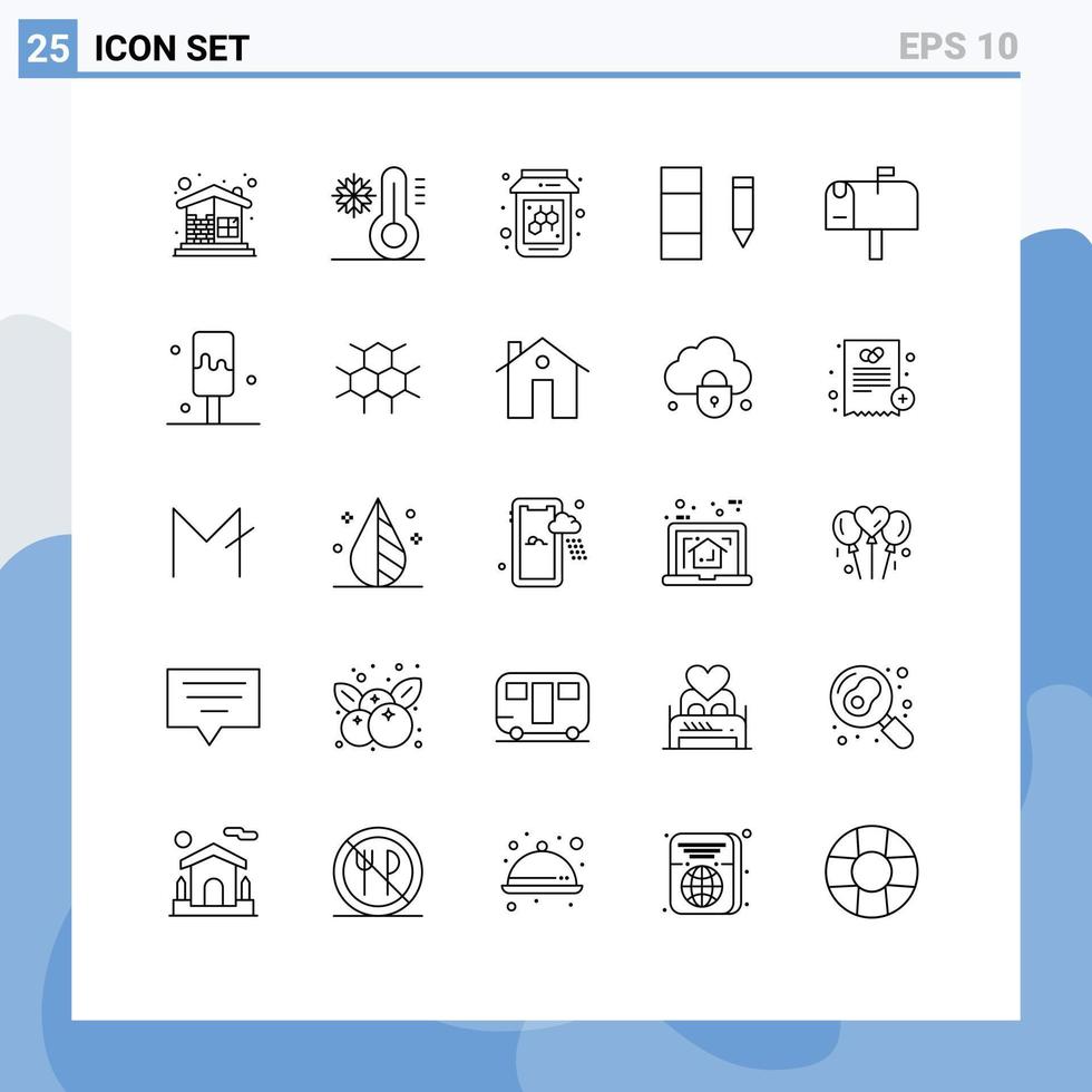 piktogram uppsättning av 25 enkel rader av Brevlåda post temperatur redigera kolumn redigerbar vektor design element