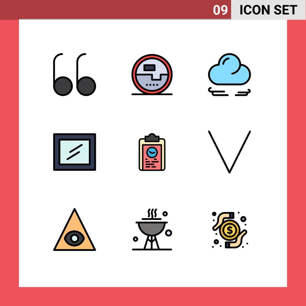 9 universelle gefüllte flache Farbzeichen Symbole der Pfeilfortschrittswolkenplan-Zwischenablage editierbare Vektordesign-Elemente vektor