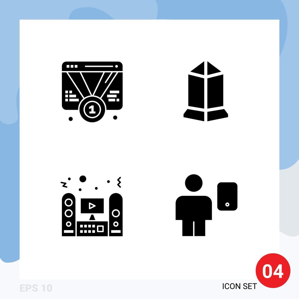 4 tematiska vektor fast glyfer och redigerbar symboler av bricka multimedia webb mynt högtalare redigerbar vektor design element