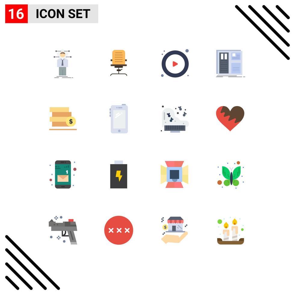 Stock Vector Icon Pack mit 16 Linienzeichen und Symbolen für Layout-Grid-Stuhl-Design Play Editable Pack kreativer Vektor-Design-Elemente