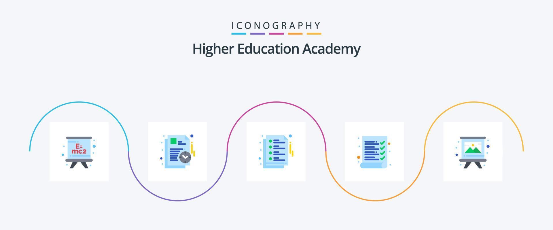 Academy Flat 5 Icon Pack inklusive Bildung. Planke. Anmerkungen. Kunst. Prüfung vektor