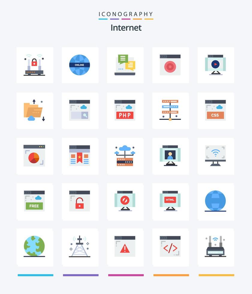 kreatives Internet 25 Flat Icon Pack wie Multimedia. Internet. Entwicklung. Ziel. finden vektor