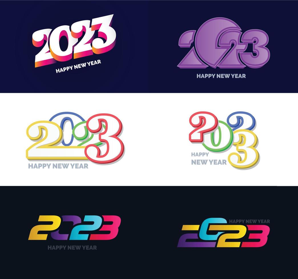 große reihe von 2023 frohes neues jahr logo text design 2023 zahlenentwurfsvorlage vektor