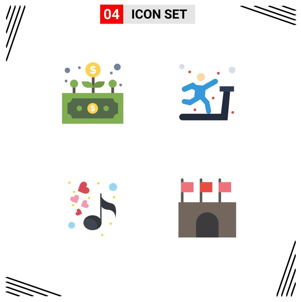 platt ikon packa av 4 universell symboler av företag musik växa sporter valentines redigerbar vektor design element
