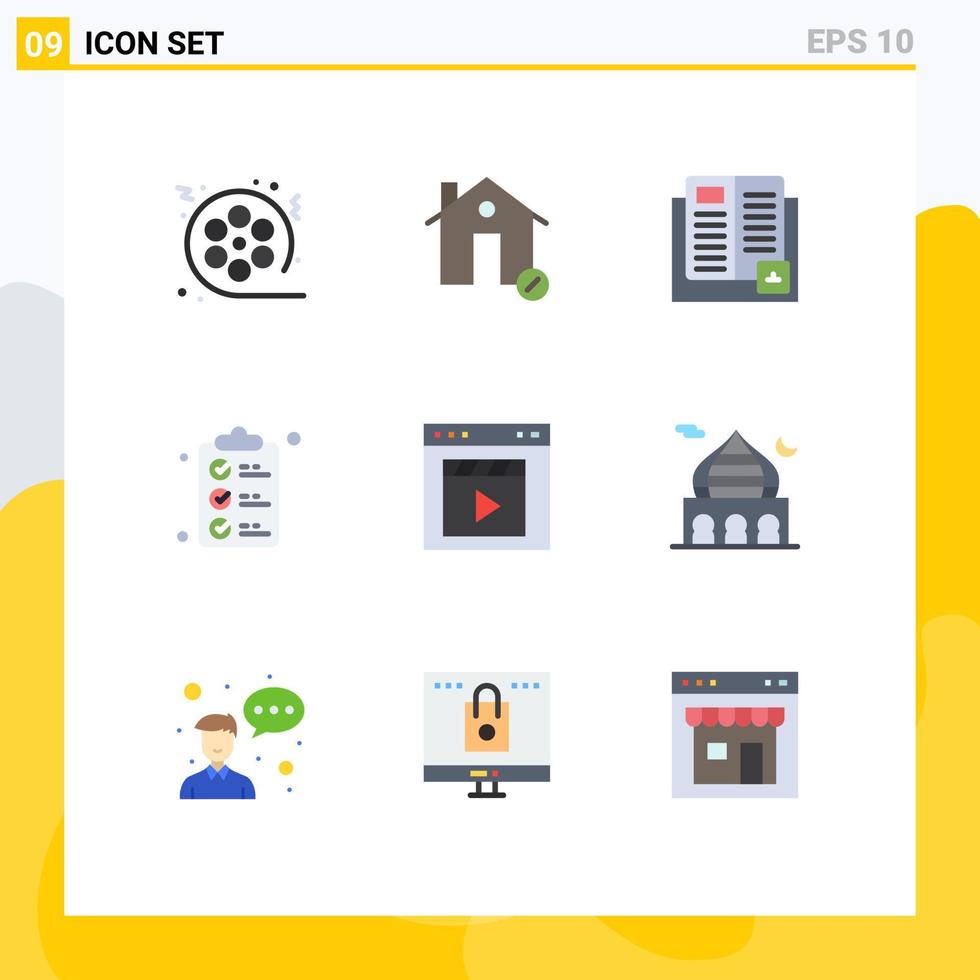 satz von 9 modernen ui-symbolen symbole zeichen für einkaufscheckliste haus schulwissen editierbare vektordesignelemente vektor