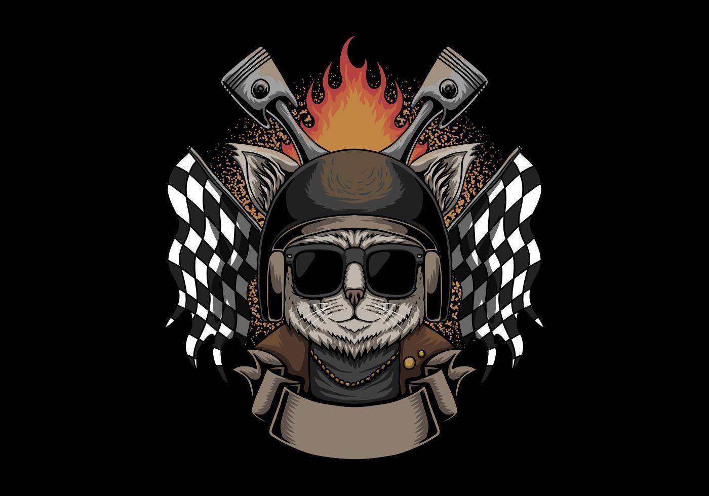 Katzenhelm Motorrad Vektor-Illustration vektor