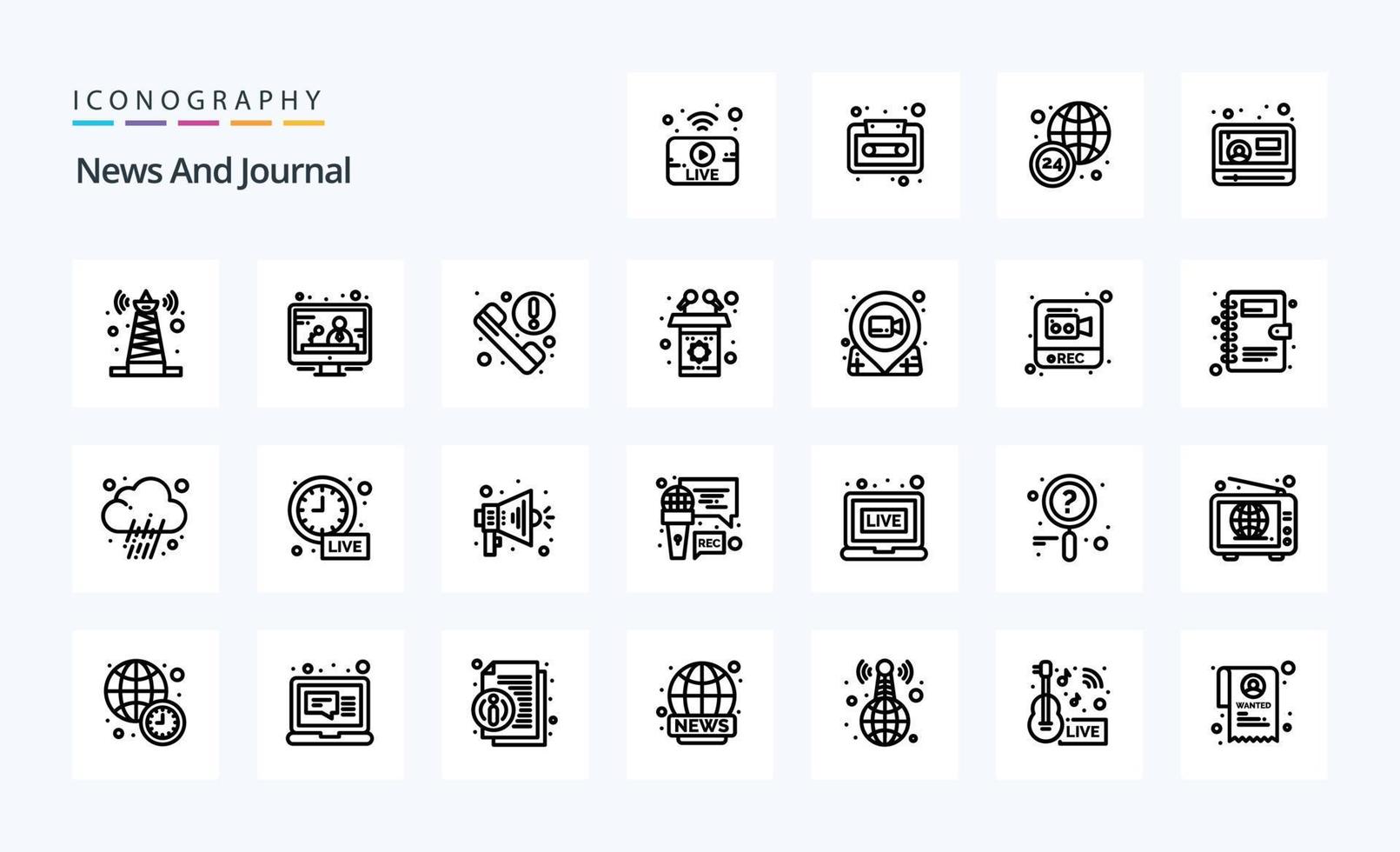 25 Nyheter linje ikon packa vektor