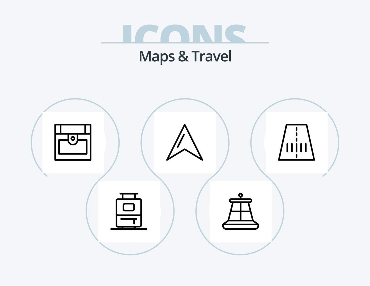 Karten- und Reiselinien-Icon-Pack 5-Icon-Design. . Lichter. . synchronisieren vektor