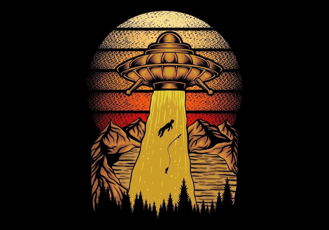 UFO-Fangfischer-Retro-Vektorillustration vektor