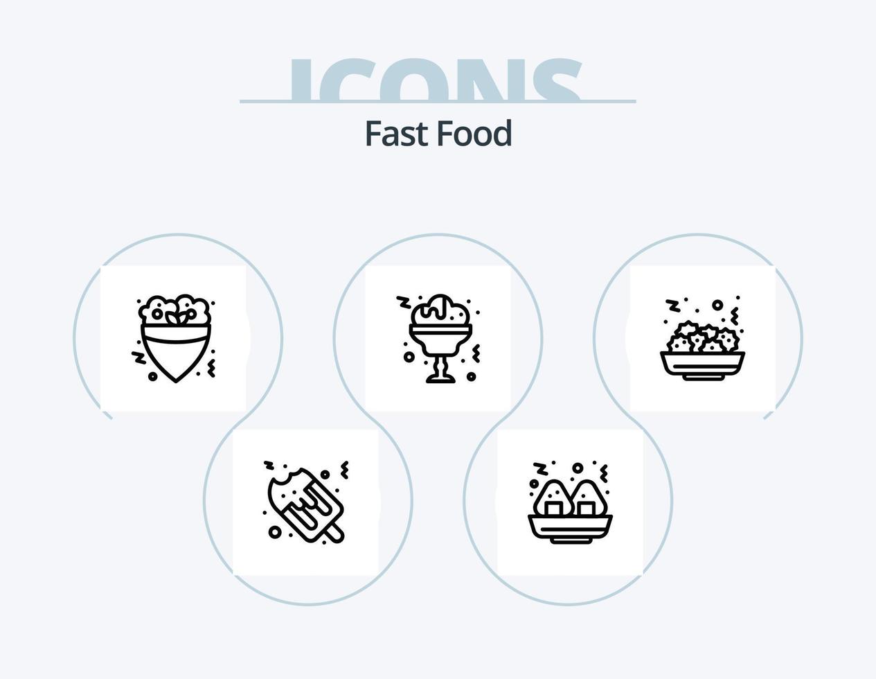 Fast-Food-Line-Icon-Pack 5 Icon-Design. . Lebensmittel. schnell. Fast Food. Kegel vektor