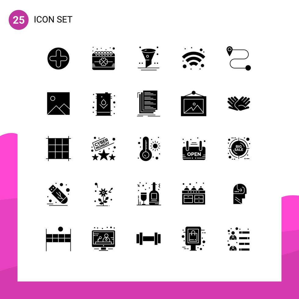 25 universelle solide Glyphen für Web- und mobile Anwendungen Twitter Wireless Saint Wifi ui editierbare Vektordesign-Elemente vektor