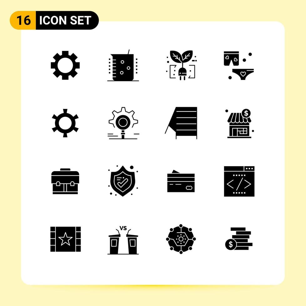 modern uppsättning av 16 fast glyfer pictograph av redskap bröllop ekologi natt shats redigerbar vektor design element