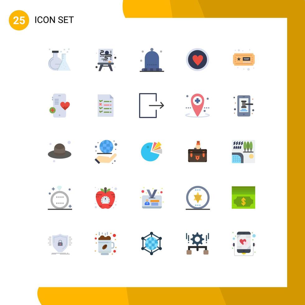 Satz von 25 Vektor-Flachfarben auf Raster für Hobby-Ticket-Hut-Kranz-Preis editierbare Vektor-Design-Elemente vektor