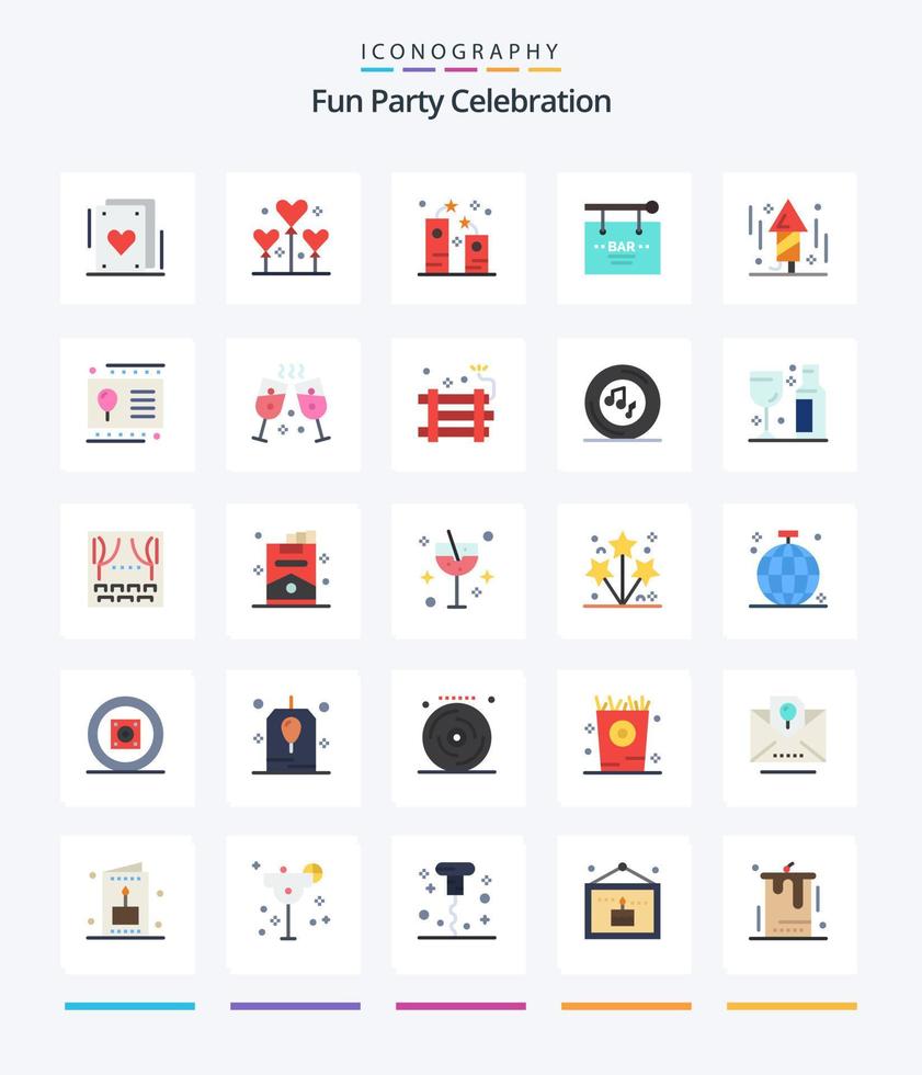 kreativ fest 25 platt ikon packa sådan som firande. fest. smällare. firande. bar vektor