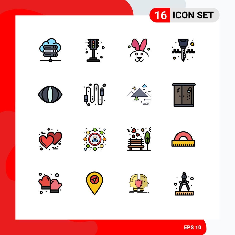 16 kreativ ikoner modern tecken och symboler av audio ansikte påsk öga nyckel kedja redigerbar kreativ vektor design element