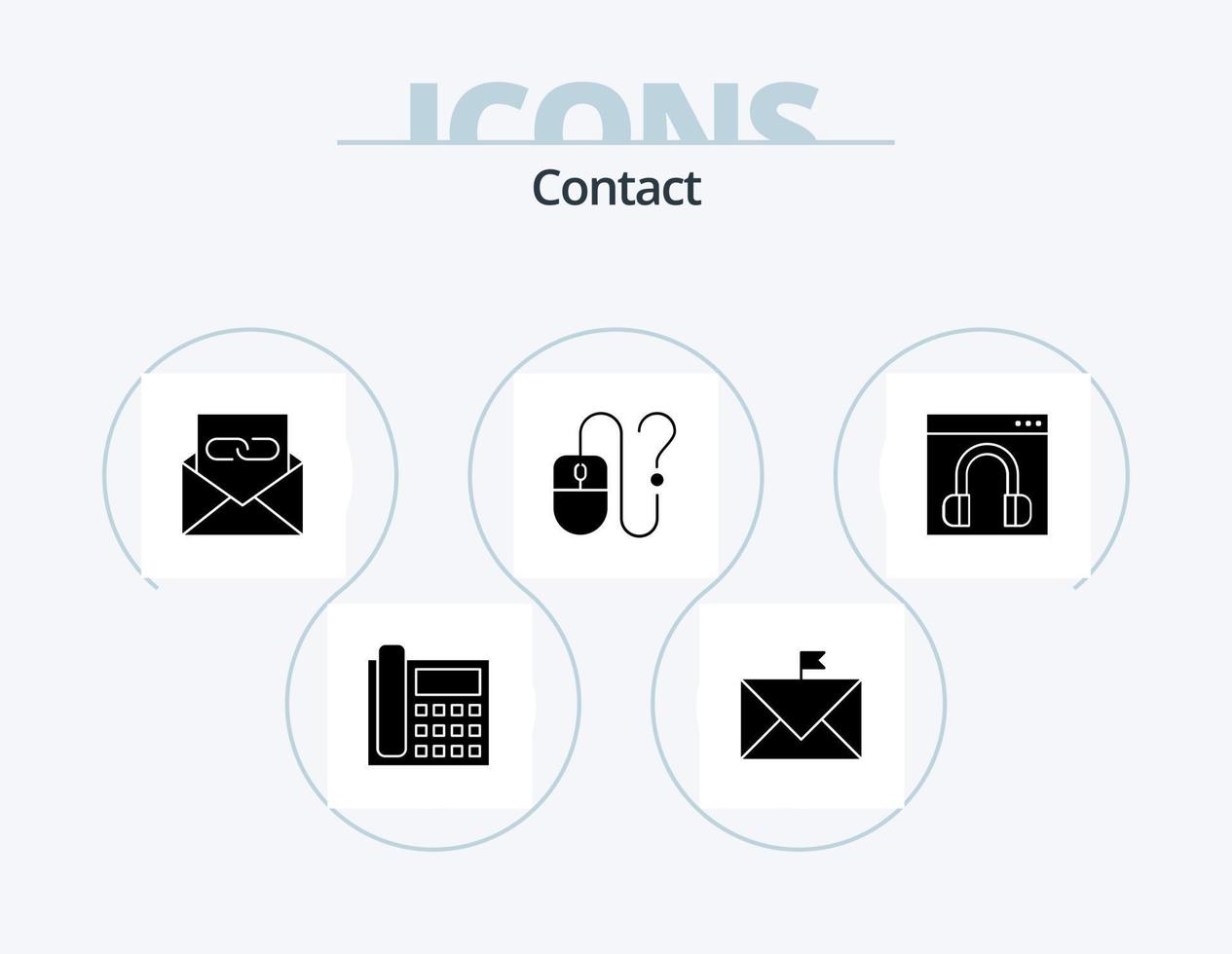 Kontakt-Glyphen-Icon-Pack 5 Icon-Design. Schreibtisch. Rechner. Umschlag. Umschlag. kontaktiere uns vektor