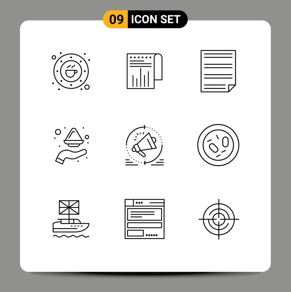 satz von 9 modernen ui-symbolen symbole zeichen für indien farbbericht handseite editierbare vektordesignelemente vektor