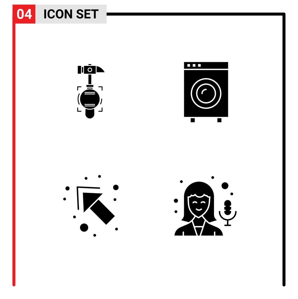 stock vektor ikon packa av 4 linje tecken och symboler för hammare pil verktyg elektronisk vänster redigerbar vektor design element