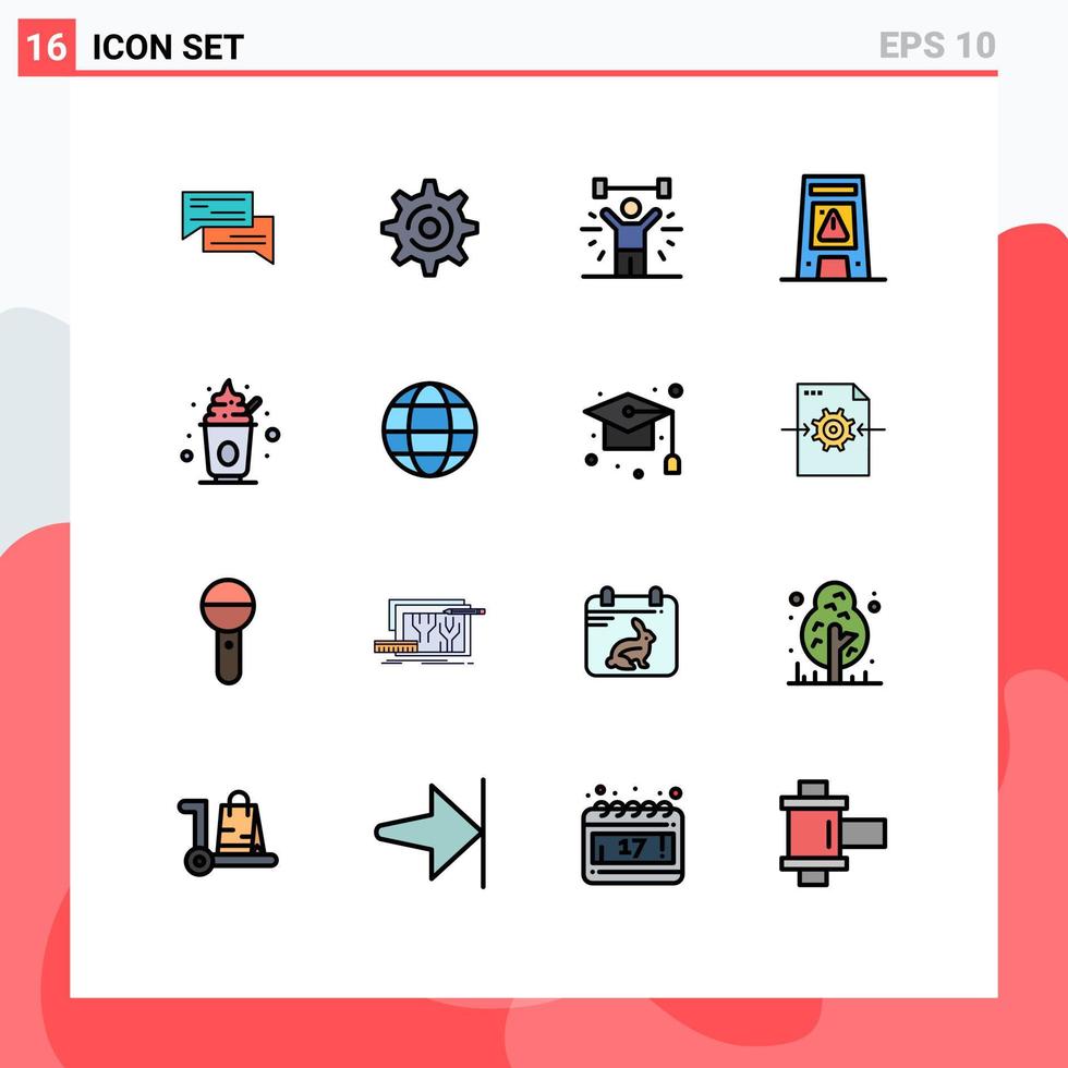 redigerbar vektor linje packa av 16 enkel platt Färg fylld rader av signal- golv redskap lyft kondition redigerbar kreativ vektor design element