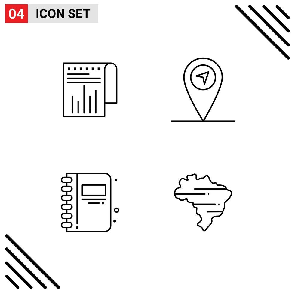 4 kreativ ikoner modern tecken och symboler av företag öppen bok Rapportera tillbaka till skola Karta redigerbar vektor design element