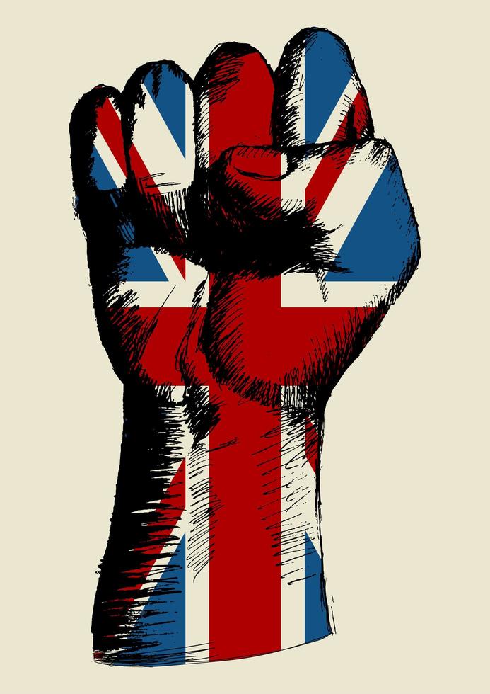 Geist einer Nation, britische Flagge mit Faustskizze vektor