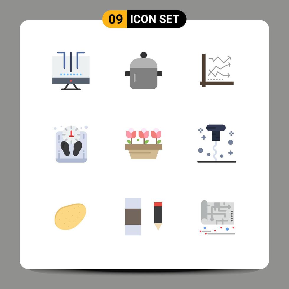 satz von 9 modernen ui-symbolen symbole zeichen für massendaten küchendiagramm analytische editierbare vektordesignelemente vektor