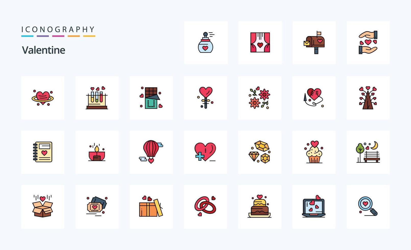 25 Valentinslinien gefülltes Stil-Icon-Pack vektor