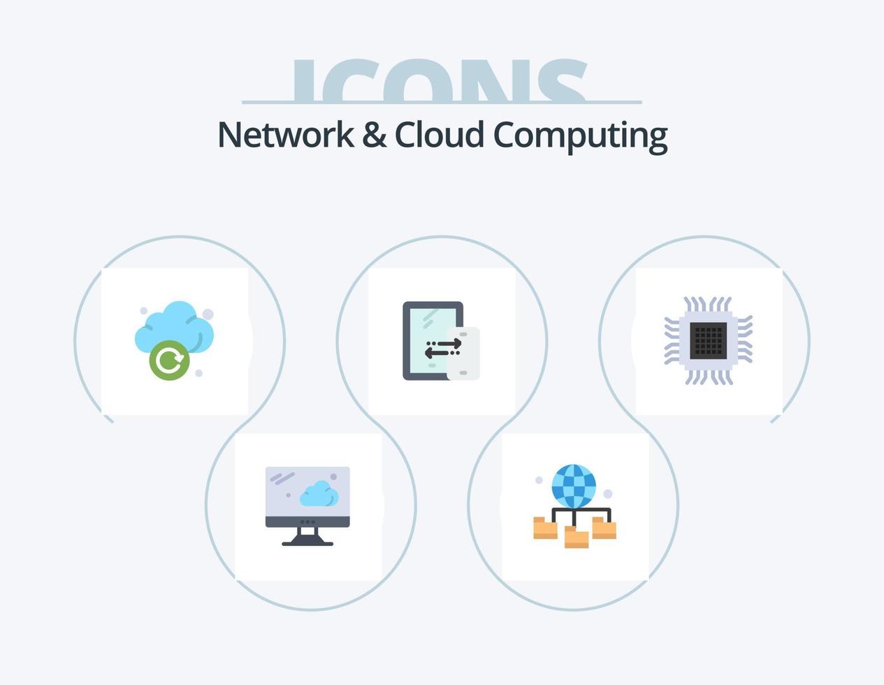 Netzwerk- und Cloud-Computing-Flat-Icon-Pack 5-Icon-Design. Daten. groß. Aktualisierung. Technologie. Verbindung vektor