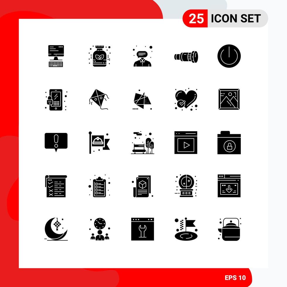 satz von 25 modernen ui-symbolen symbolzeichen für multimediagerät berater kamera cam editierbare vektordesignelemente vektor