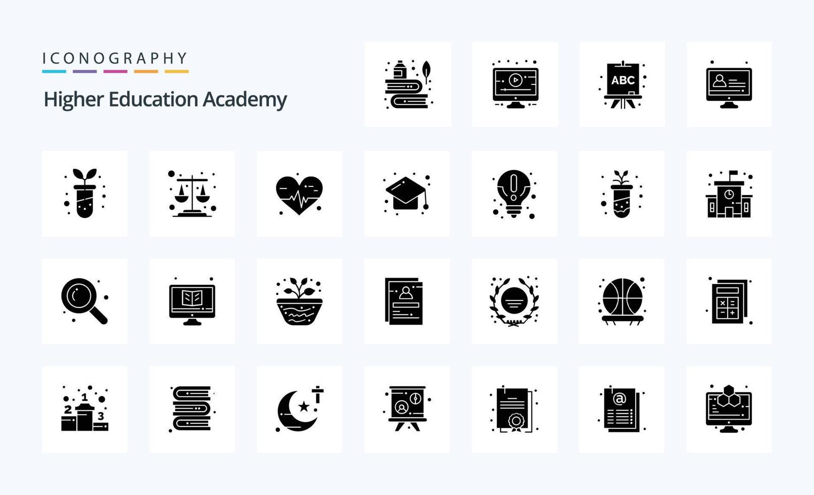 25 Academy Solid-Glyphen-Icon-Pack vektor