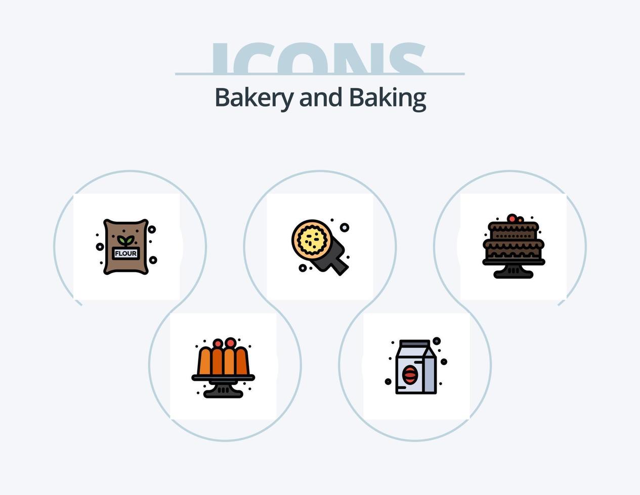 bakning linje fylld ikon packa 5 ikon design. bakning. kök. skala. kök vektor