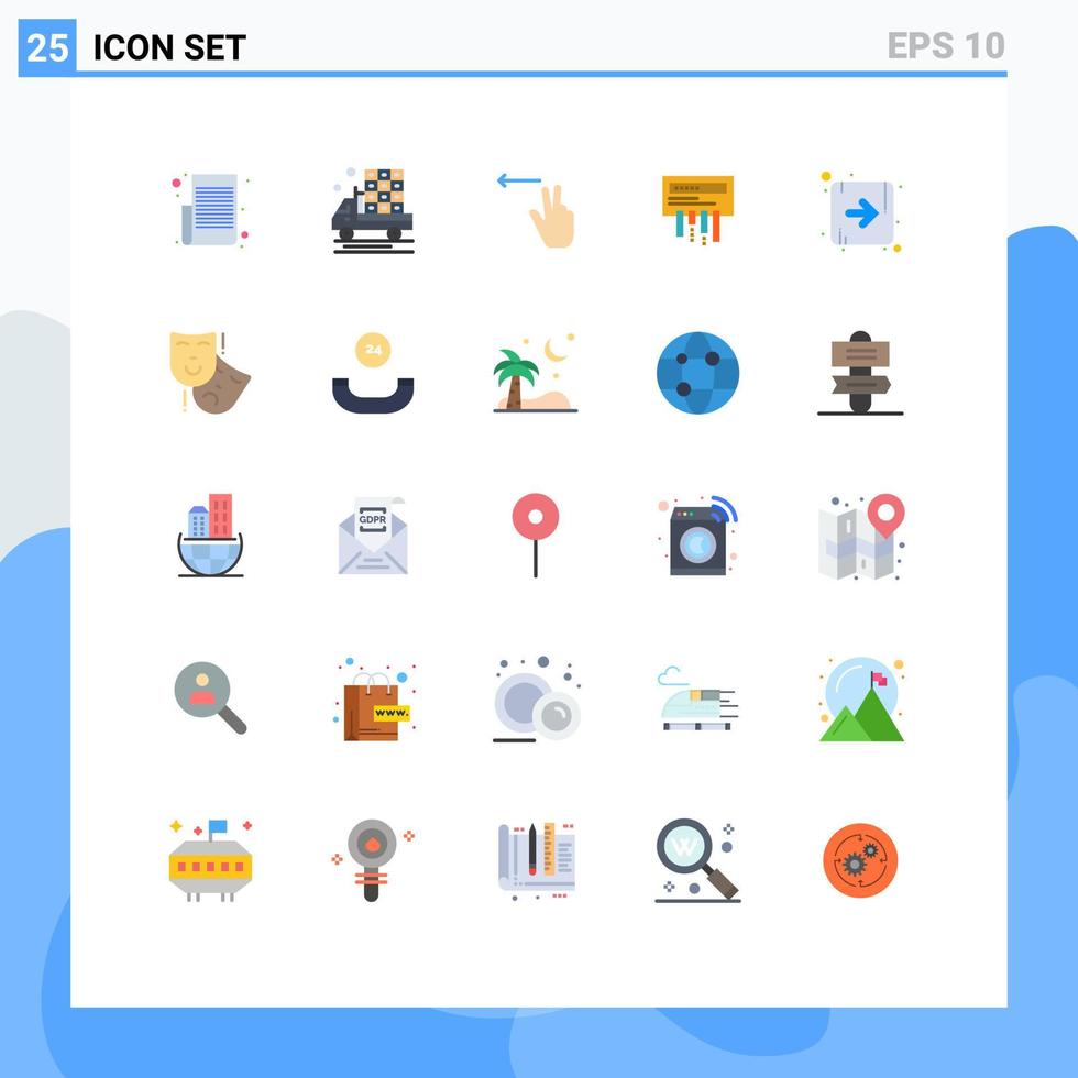 grupp av 25 platt färger tecken och symboler för riktning radio lastbil wiFi mottagare redigerbar vektor design element
