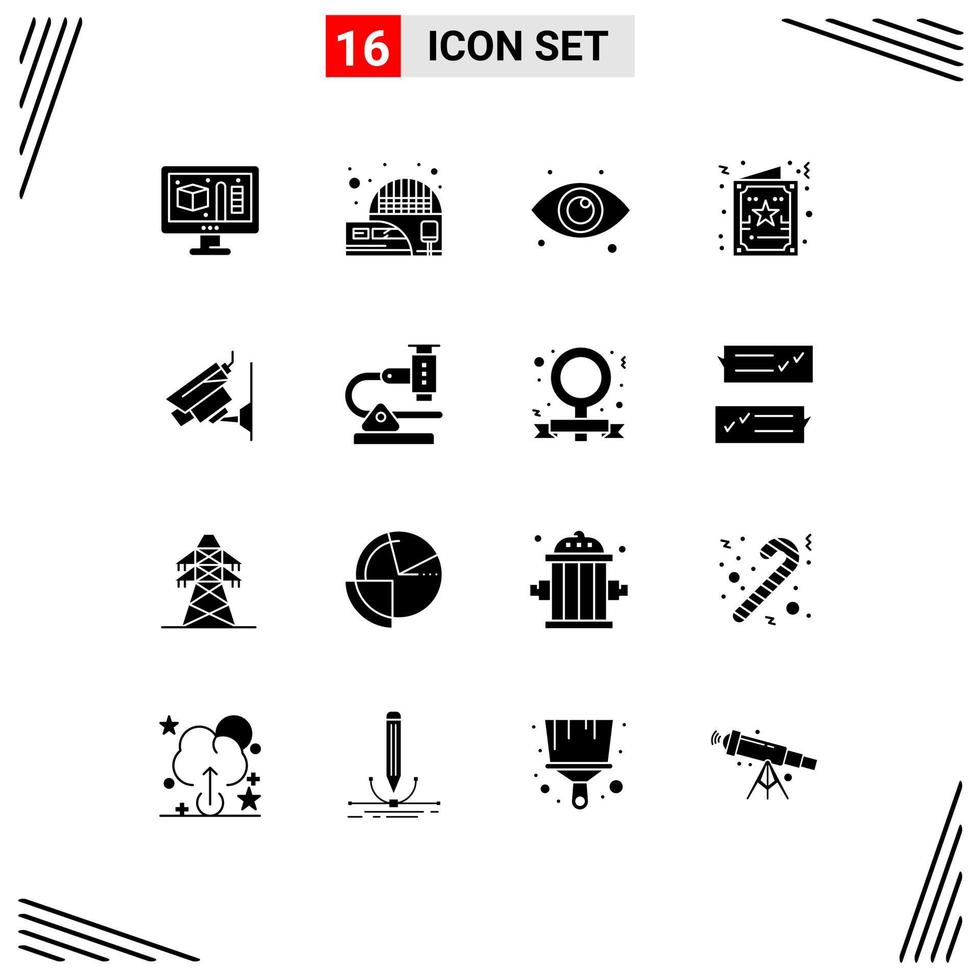 uppsättning av 16 modern ui ikoner symboler tecken för säkerhet kamera se xmas jul redigerbar vektor design element