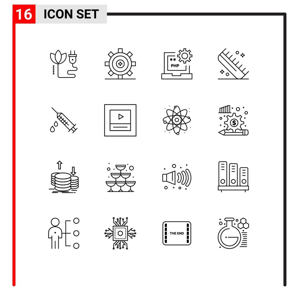 modern uppsättning av 16 konturer pictograph av frisering hårkam programmering skönhet utveckling redigerbar vektor design element