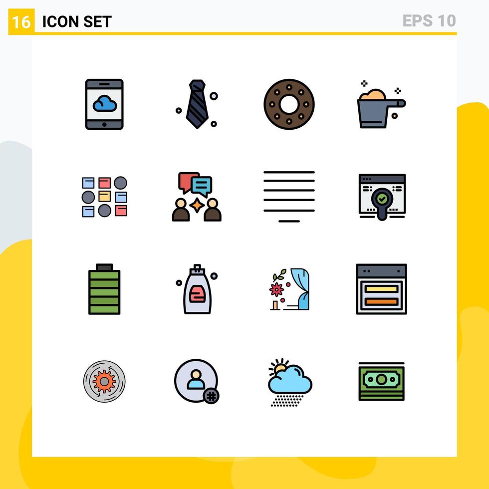 16 användare gränssnitt platt Färg fylld linje packa av modern tecken och symboler av pattren systemet systemet munkar pattren mätare redigerbar kreativ vektor design element