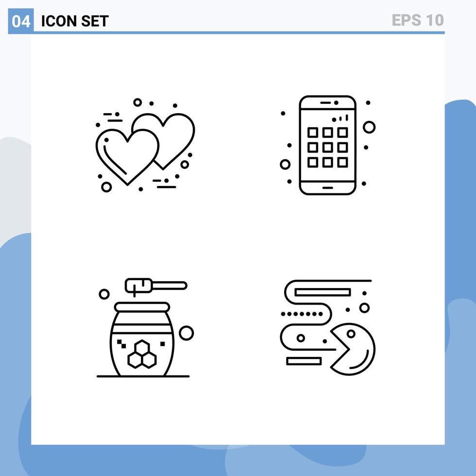 Aktienvektor-Icon-Pack mit 4 Zeilenzeichen und Symbolen für die Tagespflege dank Tag Smartphone-Entspannung editierbare Vektordesign-Elemente vektor