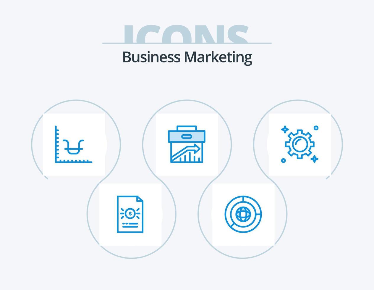 Business Marketing blau Icon Pack 5 Icon Design. Unternehmen. Pfeil. Marketing. Graph vektor