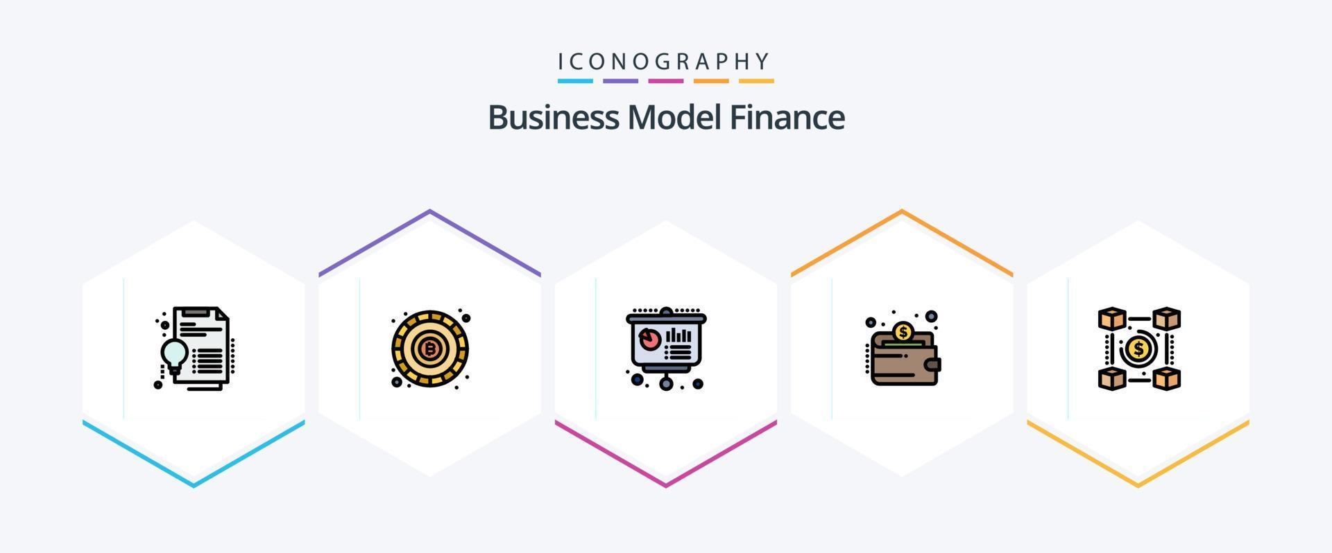 finansiera 25 fylld linje ikon packa Inklusive blockchain. betalning. företag. plånbok. presentation vektor