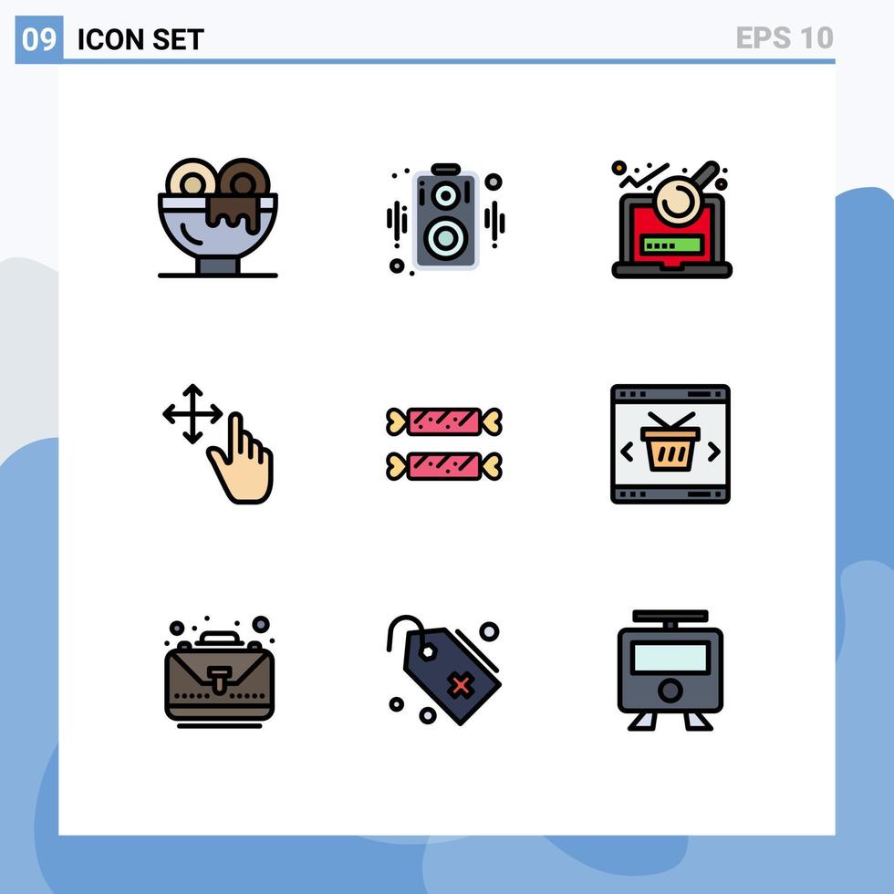 användare gränssnitt packa av 9 grundläggande fylld linje platt färger av påsk ljuv analys håll finger redigerbar vektor design element