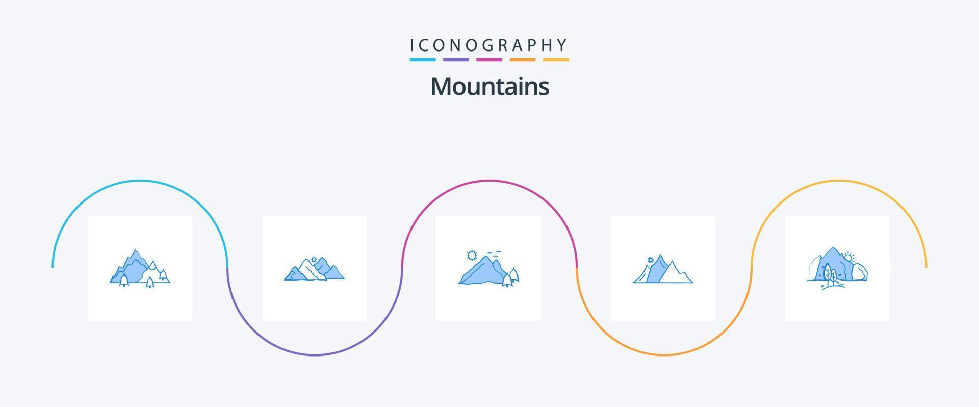 bergen blå 5 ikon packa Inklusive natur. kulle. natur. Sol. natur vektor