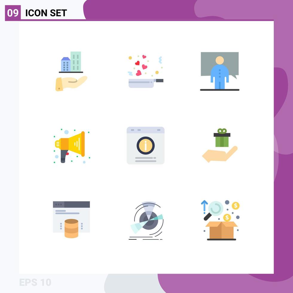 grupp av 9 platt färger tecken och symboler för chatt högtalare kommunikation megafon presentation redigerbar vektor design element