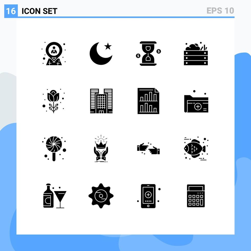 16 universell fast glyf tecken symboler av påsk natur glas trädgård lantbruk redigerbar vektor design element