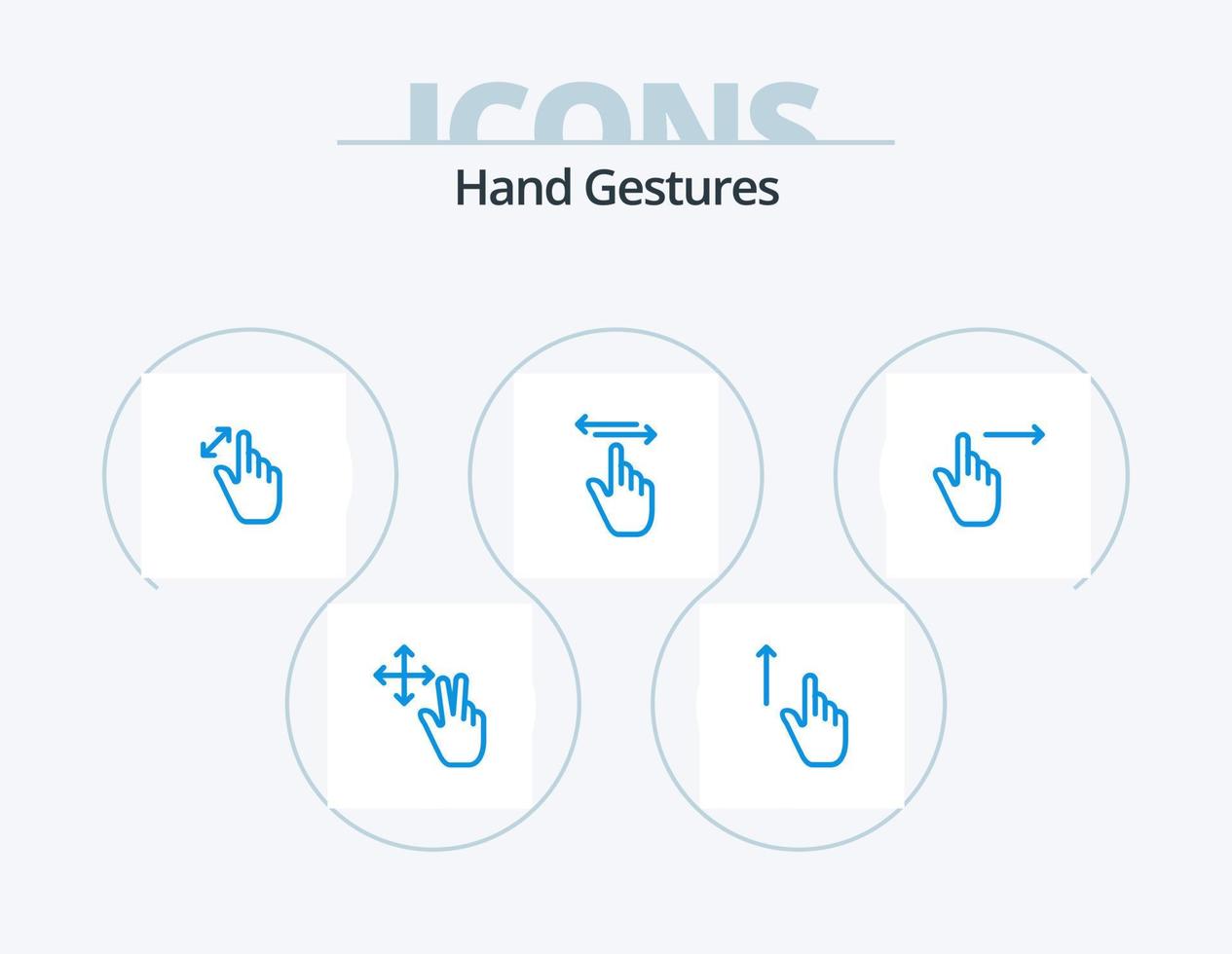 hand gester blå ikon packa 5 ikon design. höger. hand. bygga ut. gester. Rör vektor