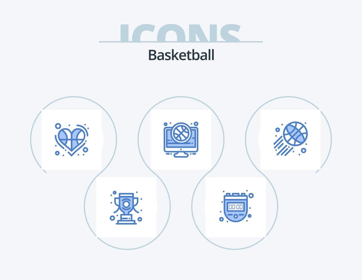 basketboll blå ikon packa 5 ikon design. match. spel. boll. basketboll. spelare vektor