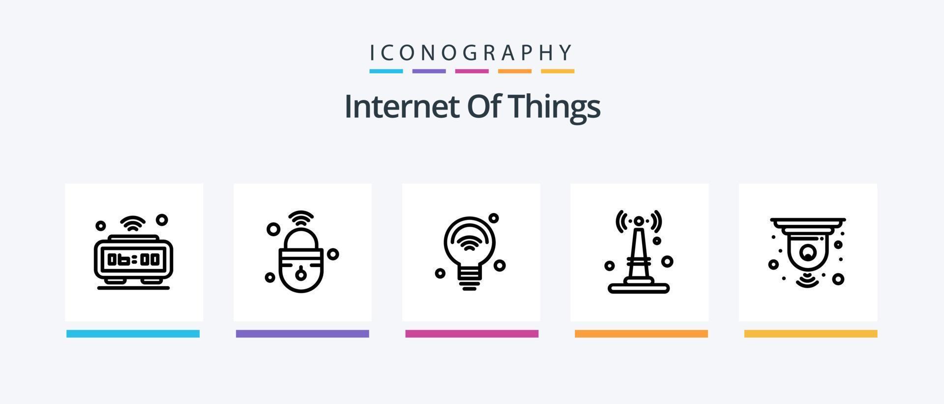 internet av saker linje 5 ikon packa Inklusive mobil. iot. iot. internet. temperatur. kreativ ikoner design vektor