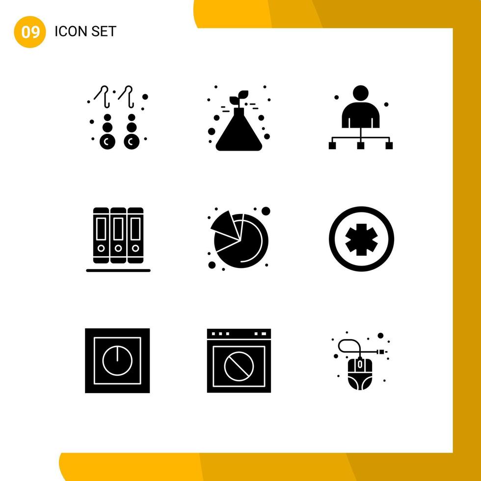 9 thematische Vektor-Solid-Glyphen und editierbare Symbole von Kreisdiagramm-Bibliothekschef-Bildungskopf-editierbaren Vektordesign-Elementen vektor