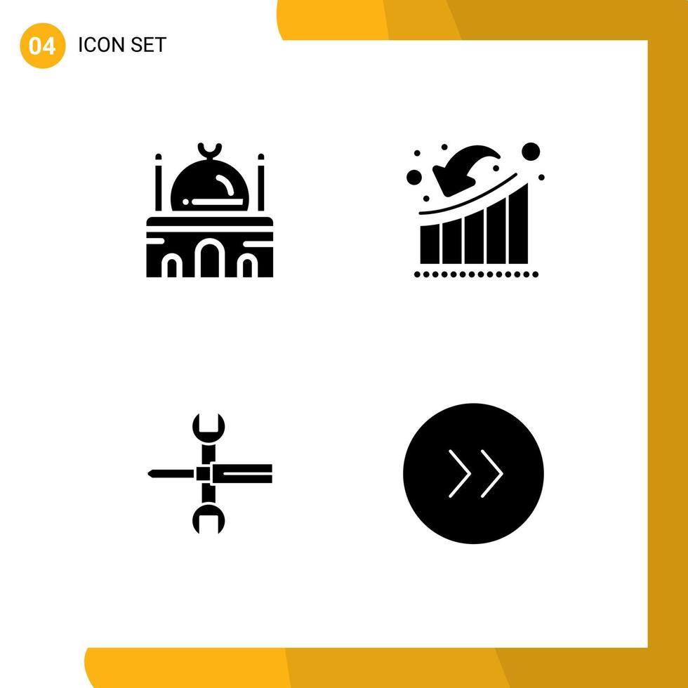 4 kreative Symbole moderne Zeichen und Symbole des Gebäudeverlusts muslimischer Daunen steuern editierbare Vektordesign-Elemente vektor
