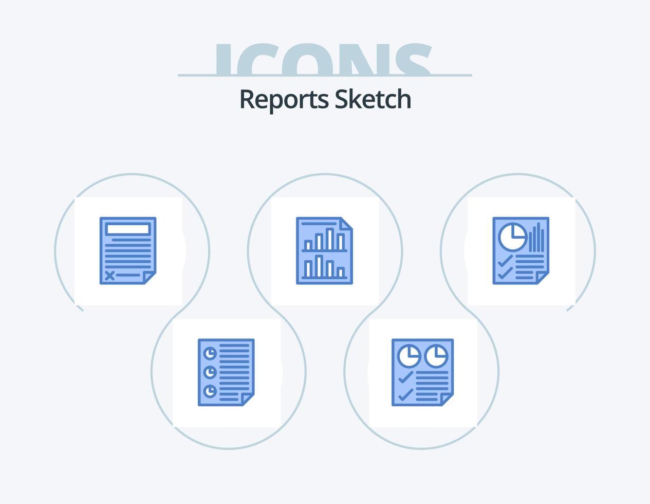 rapporter skiss blå ikon packa 5 ikon design. sida. barer. Rapportera. Rapportera. dokumentera vektor