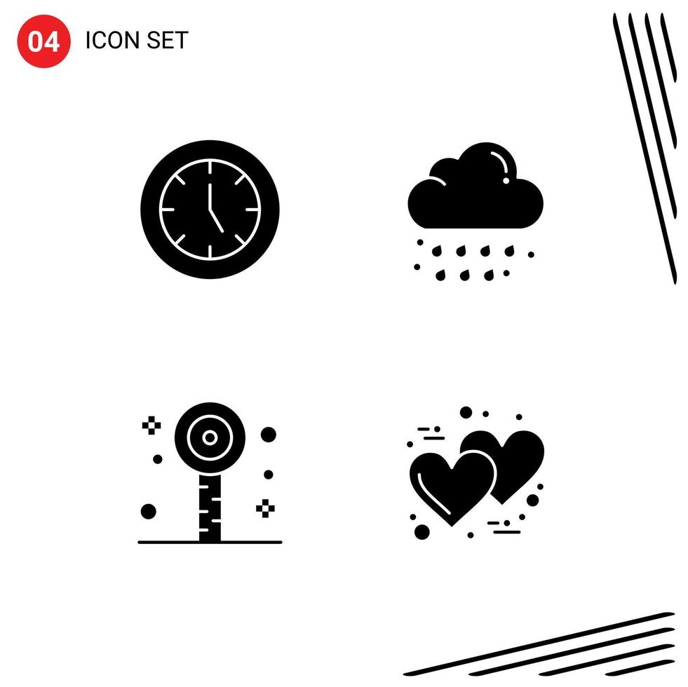 uppsättning av 4 modern ui ikoner symboler tecken för klocka roligt Produkter släppa fest redigerbar vektor design element