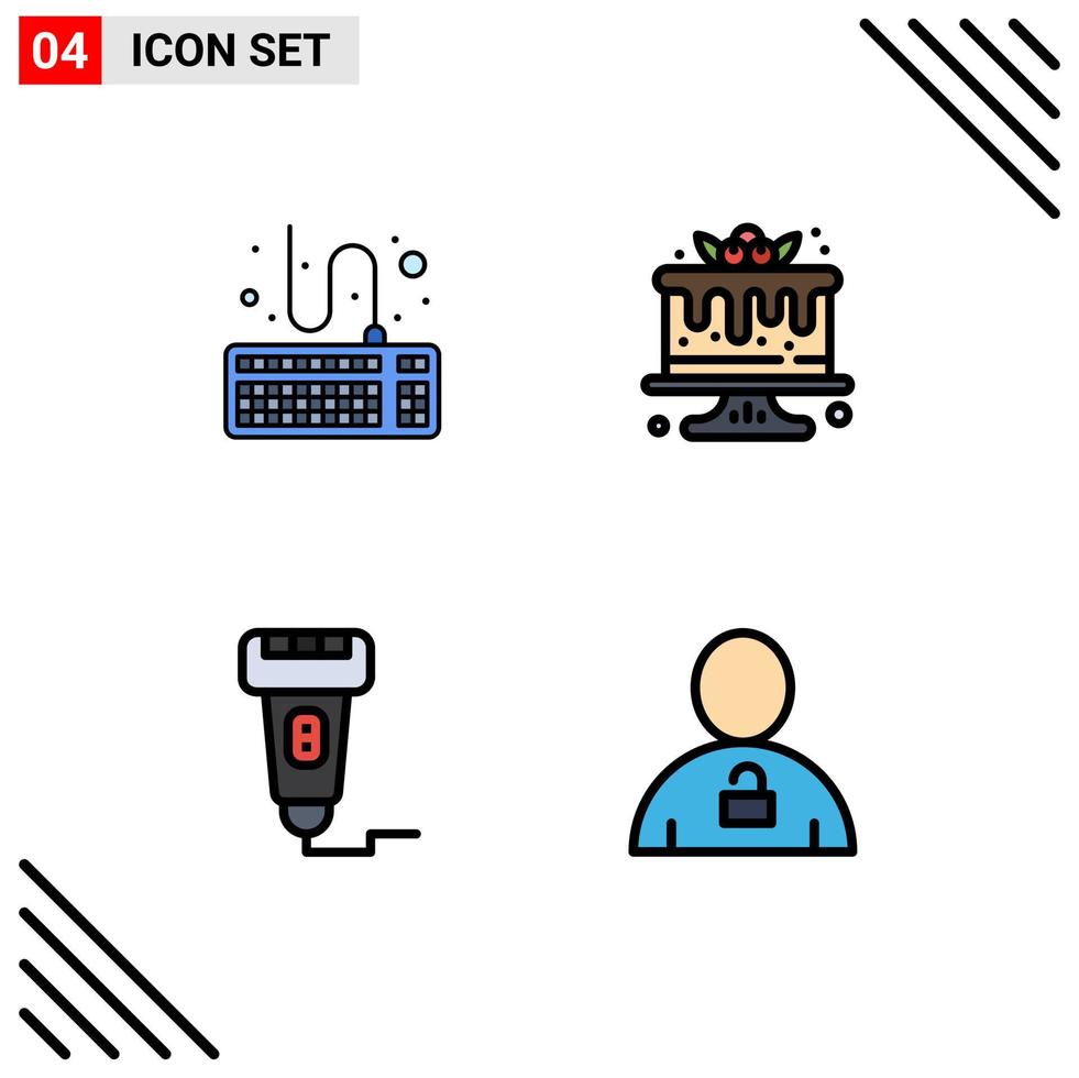 uppsättning av 4 modern ui ikoner symboler tecken för fästa maskin verktyg mat pris redigerbar vektor design element